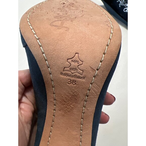Alice & Olivia Navy Blue Suede Pointed-Toe Stiletto Heels - Picture 9 of 11